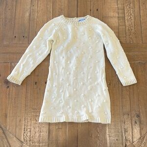 Jacadi cream knit Pom Pom sweater dress